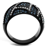 TK2353 - IP Black(Ion Plating) Stainless Steel Ring with Top Grade Crystal in Montana - Alamode - Flyclothing LLC