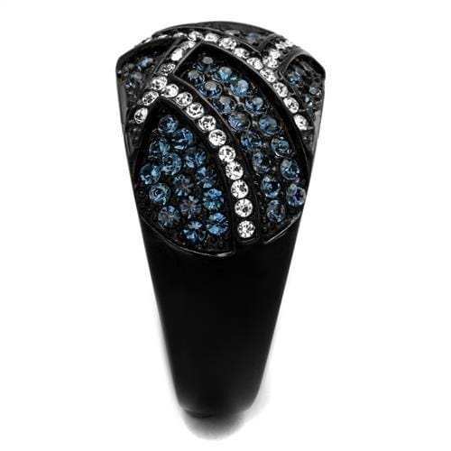 TK2353 - IP Black(Ion Plating) Stainless Steel Ring with Top Grade Crystal in Montana - Alamode - Flyclothing LLC