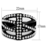 TK2354 - IP Black(Ion Plating) Stainless Steel Ring with Top Grade Crystal in Clear - Alamode - Flyclothing LLC
