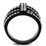 TK2354 - IP Black(Ion Plating) Stainless Steel Ring with Top Grade Crystal in Clear - Alamode - Flyclothing LLC
