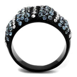 TK2355 - IP Black(Ion Plating) Stainless Steel Ring with Top Grade Crystal in Montana - Alamode - Flyclothing LLC