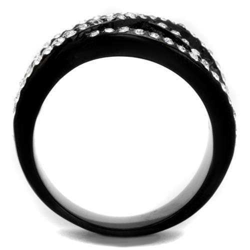 TK2357 - IP Black(Ion Plating) Stainless Steel Ring with Top Grade Crystal in Montana - Alamode - Flyclothing LLC