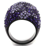 TK2358 - IP Black(Ion Plating) Stainless Steel Ring with Top Grade Crystal in Tanzanite - Alamode - Flyclothing LLC