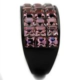 TK2359 - IP Black(Ion Plating) Stainless Steel Ring with Top Grade Crystal in Light Rose - Alamode - Flyclothing LLC