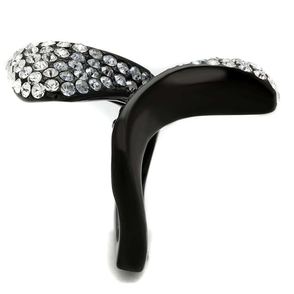 TK2360 - IP Black(Ion Plating) Stainless Steel Ring with Top Grade Crystal in Montana - Alamode - Flyclothing LLC