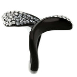 TK2360 - IP Black(Ion Plating) Stainless Steel Ring with Top Grade Crystal in Montana - Alamode - Flyclothing LLC
