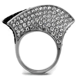 TK2361 - Two-Tone IP Black (Ion Plating) Stainless Steel Ring with Top Grade Crystal in Jet - Alamode - Flyclothing LLC