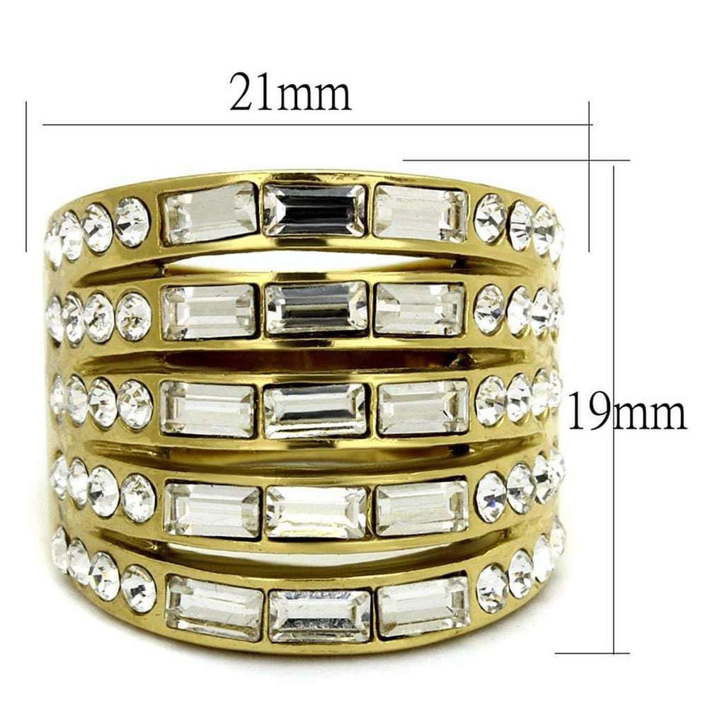 TK2362 - IP Gold(Ion Plating) Stainless Steel Ring with Top Grade Crystal in Clear - Alamode - Flyclothing LLC