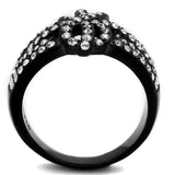 TK2363 - IP Black(Ion Plating) Stainless Steel Ring with Top Grade Crystal in Clear - Alamode - Flyclothing LLC