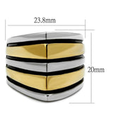 TK2367 - Two-Tone IP Gold (Ion Plating) Stainless Steel Ring with Epoxy in Jet - Alamode - Flyclothing LLC