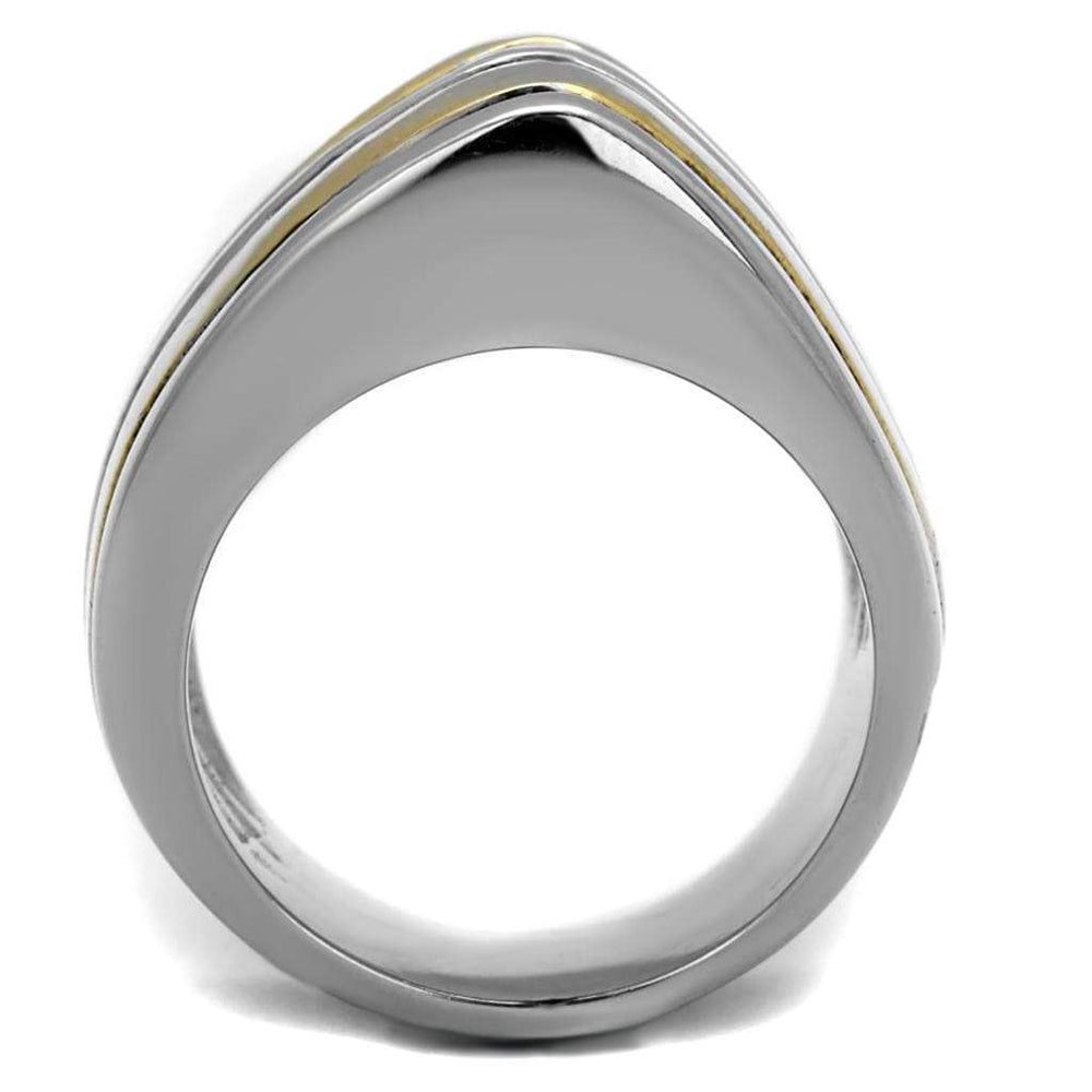 TK2367 - Two-Tone IP Gold (Ion Plating) Stainless Steel Ring with Epoxy in Jet - Alamode - Flyclothing LLC