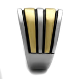 TK2367 - Two-Tone IP Gold (Ion Plating) Stainless Steel Ring with Epoxy in Jet - Alamode - Flyclothing LLC