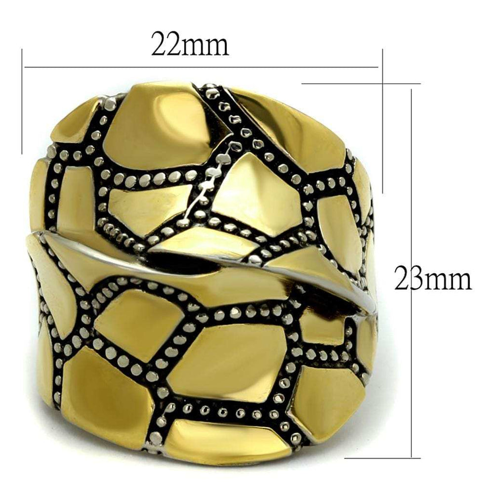 TK2368 - Two-Tone IP Gold (Ion Plating) Stainless Steel Ring with Epoxy in Jet - Alamode - Flyclothing LLC