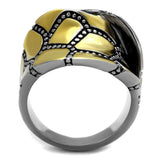TK2368 - Two-Tone IP Gold (Ion Plating) Stainless Steel Ring with Epoxy in Jet - Alamode - Flyclothing LLC