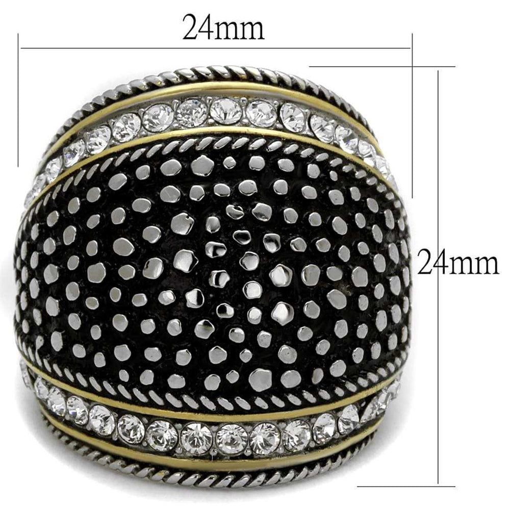 TK2369 - Two-Tone IP Gold (Ion Plating) Stainless Steel Ring with Top Grade Crystal in Clear - Alamode - Flyclothing LLC