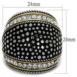 TK2369 - Two-Tone IP Gold (Ion Plating) Stainless Steel Ring with Top Grade Crystal in Clear - Alamode - Flyclothing LLC