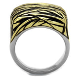 TK2370 - Two-Tone IP Gold (Ion Plating) Stainless Steel Ring with Epoxy in Jet - Alamode - Flyclothing LLC