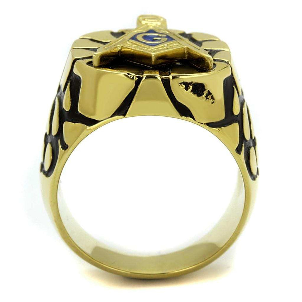 TK2372 - IP Gold(Ion Plating) Stainless Steel Ring with Epoxy in Capri Blue - Alamode - Flyclothing LLC