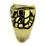 TK2372 - IP Gold(Ion Plating) Stainless Steel Ring with Epoxy in Capri Blue - Alamode - Flyclothing LLC