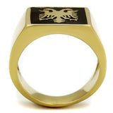 TK2373 - IP Gold(Ion Plating) Stainless Steel Ring with Epoxy in Jet - Alamode - Flyclothing LLC
