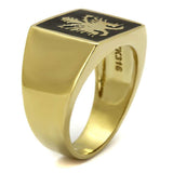 TK2373 - IP Gold(Ion Plating) Stainless Steel Ring with Epoxy in Jet - Alamode - Flyclothing LLC
