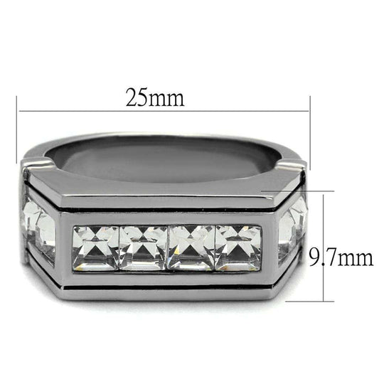 TK2376 - High polished (no plating) Stainless Steel Ring with Top Grade Crystal in Clear - Alamode - Flyclothing LLC
