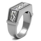 TK2376 - High polished (no plating) Stainless Steel Ring with Top Grade Crystal in Clear - Alamode - Flyclothing LLC