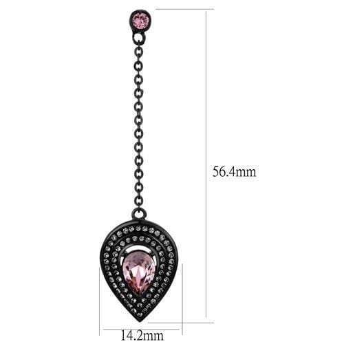 TK2380 - IP Black(Ion Plating) Stainless Steel Earrings with Top Grade Crystal in Light Rose - Alamode - Flyclothing LLC