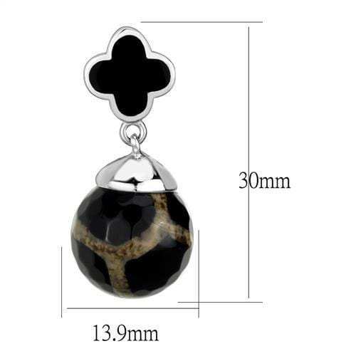 TK2383 - High polished (no plating) Stainless Steel Earrings with Synthetic Onyx in Multi Color - Alamode - Flyclothing LLC