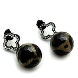 TK2384 - IP Black(Ion Plating) Stainless Steel Earrings with Synthetic Onyx in Multi Color - Alamode - Flyclothing LLC