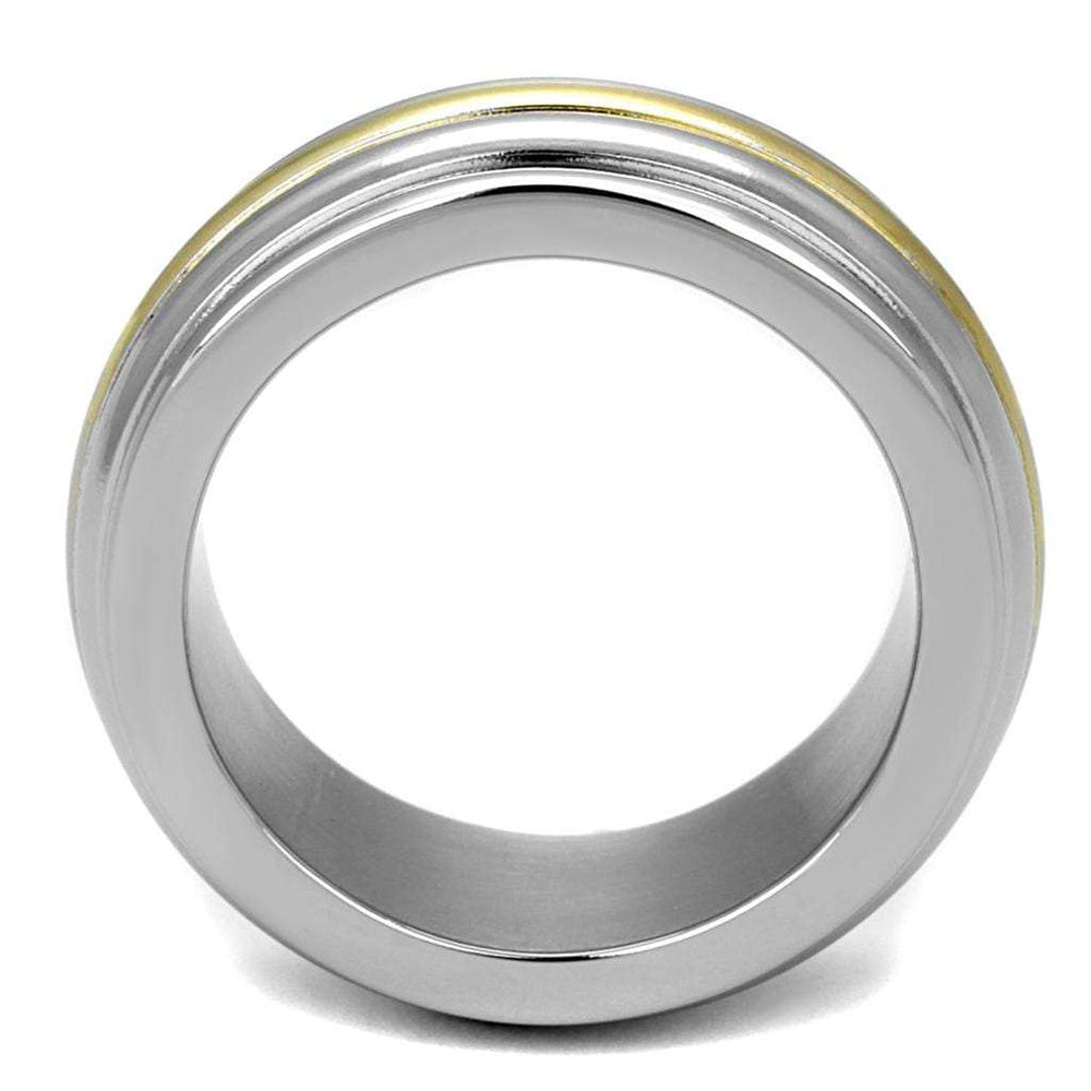 TK2390 - Two-Tone IP Gold (Ion Plating) Stainless Steel Ring with No Stone - Alamode - Flyclothing LLC