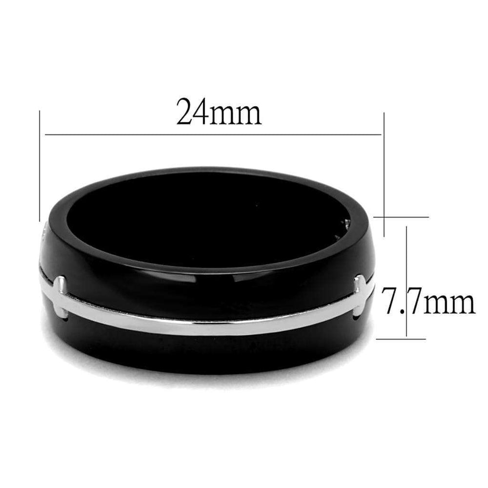TK2392 - Two-Tone IP Black Stainless Steel Ring with No Stone - Alamode - Flyclothing LLC