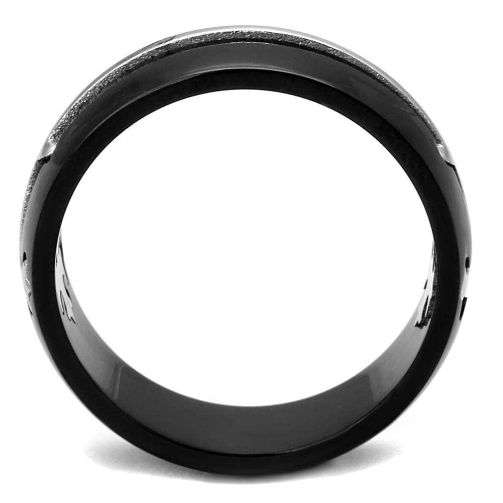 TK2392 - Two-Tone IP Black Stainless Steel Ring with No Stone - Alamode - Flyclothing LLC