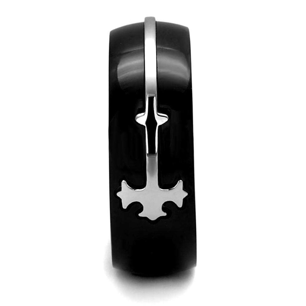 TK2392 - Two-Tone IP Black Stainless Steel Ring with No Stone - Alamode - Flyclothing LLC