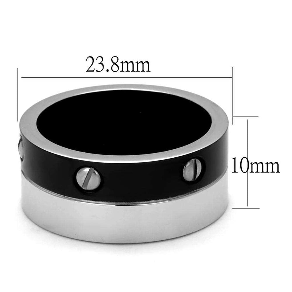 TK2397 - Two-Tone IP Black (Ion Plating) Stainless Steel Ring with No Stone - Alamode - Flyclothing LLC