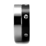 TK2397 - Two-Tone IP Black (Ion Plating) Stainless Steel Ring with No Stone - Alamode - Flyclothing LLC