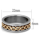 TK2398 - Two-Tone IP Rose Gold Stainless Steel Ring with No Stone - Alamode - Flyclothing LLC