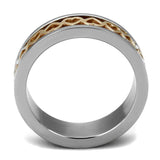 TK2398 - Two-Tone IP Rose Gold Stainless Steel Ring with No Stone - Alamode - Flyclothing LLC