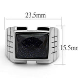 TK2399 - High polished (no plating) Stainless Steel Ring with Blue Sand in Montana - Alamode - Flyclothing LLC