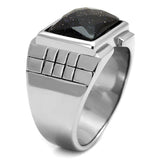 TK2399 - High polished (no plating) Stainless Steel Ring with Blue Sand in Montana - Alamode - Flyclothing LLC