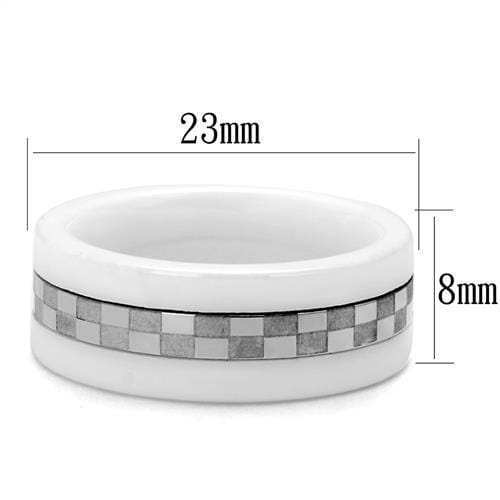 TK2403 - High polished (no plating) Stainless Steel Ring with Ceramic in White - Alamode - Flyclothing LLC