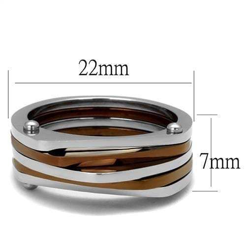 TK2404 - Two Tone IP Light Brown (IP Light coffee) Stainless Steel Ring with No Stone - Alamode - Flyclothing LLC
