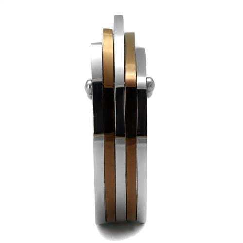 TK2404 - Two Tone IP Light Brown (IP Light coffee) Stainless Steel Ring with No Stone - Alamode - Flyclothing LLC