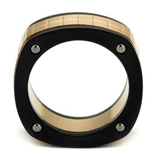 TK2406 - Three Tone IP(IP Rose Gold & IP Black & High Polished) Stainless Steel Ring with No Stone - Alamode - Flyclothing LLC