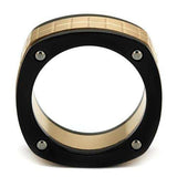 TK2406 - Three Tone IP(IP Rose Gold & IP Black & High Polished) Stainless Steel Ring with No Stone - Alamode - Flyclothing LLC