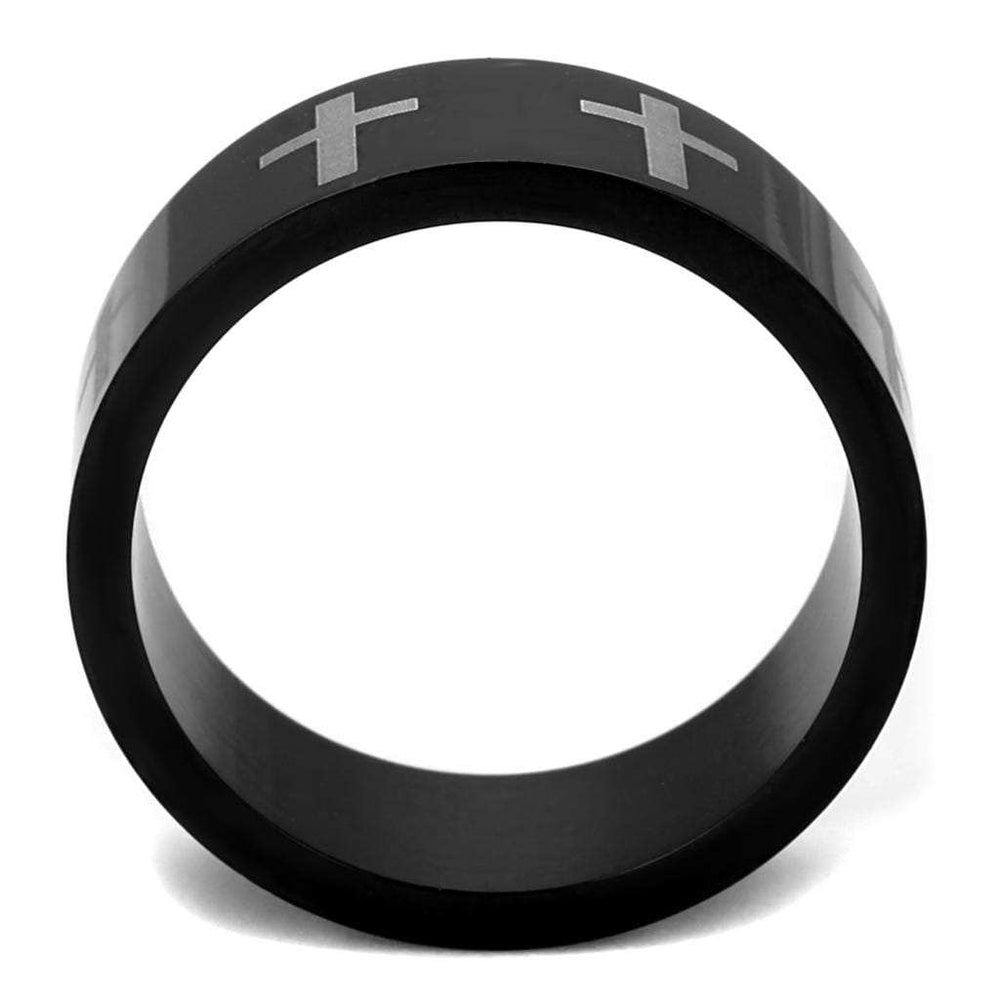 TK2410 - Two-Tone IP Black (Ion Plating) Stainless Steel Ring with No Stone - Alamode - Flyclothing LLC