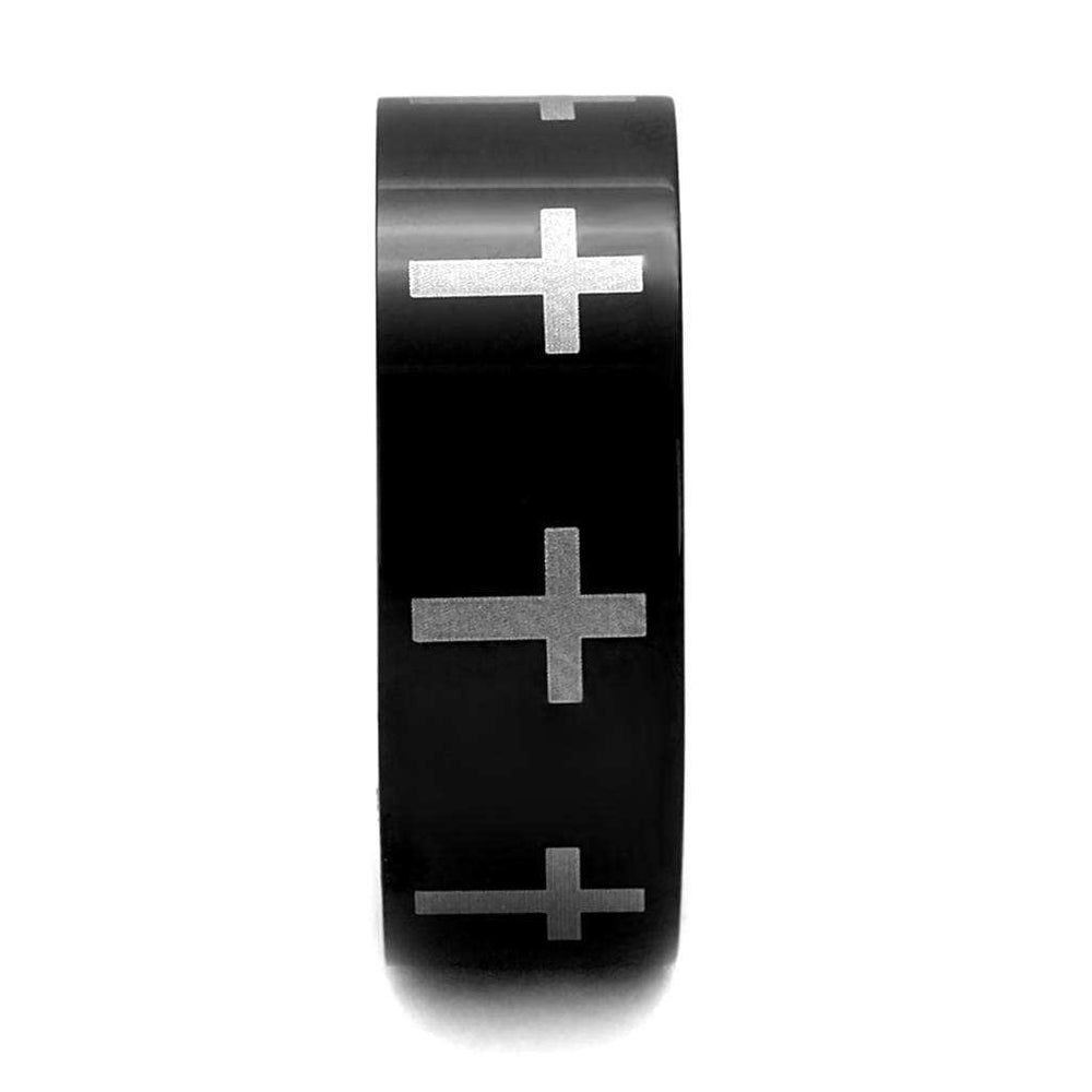 TK2410 - Two-Tone IP Black (Ion Plating) Stainless Steel Ring with No Stone - Alamode - Flyclothing LLC
