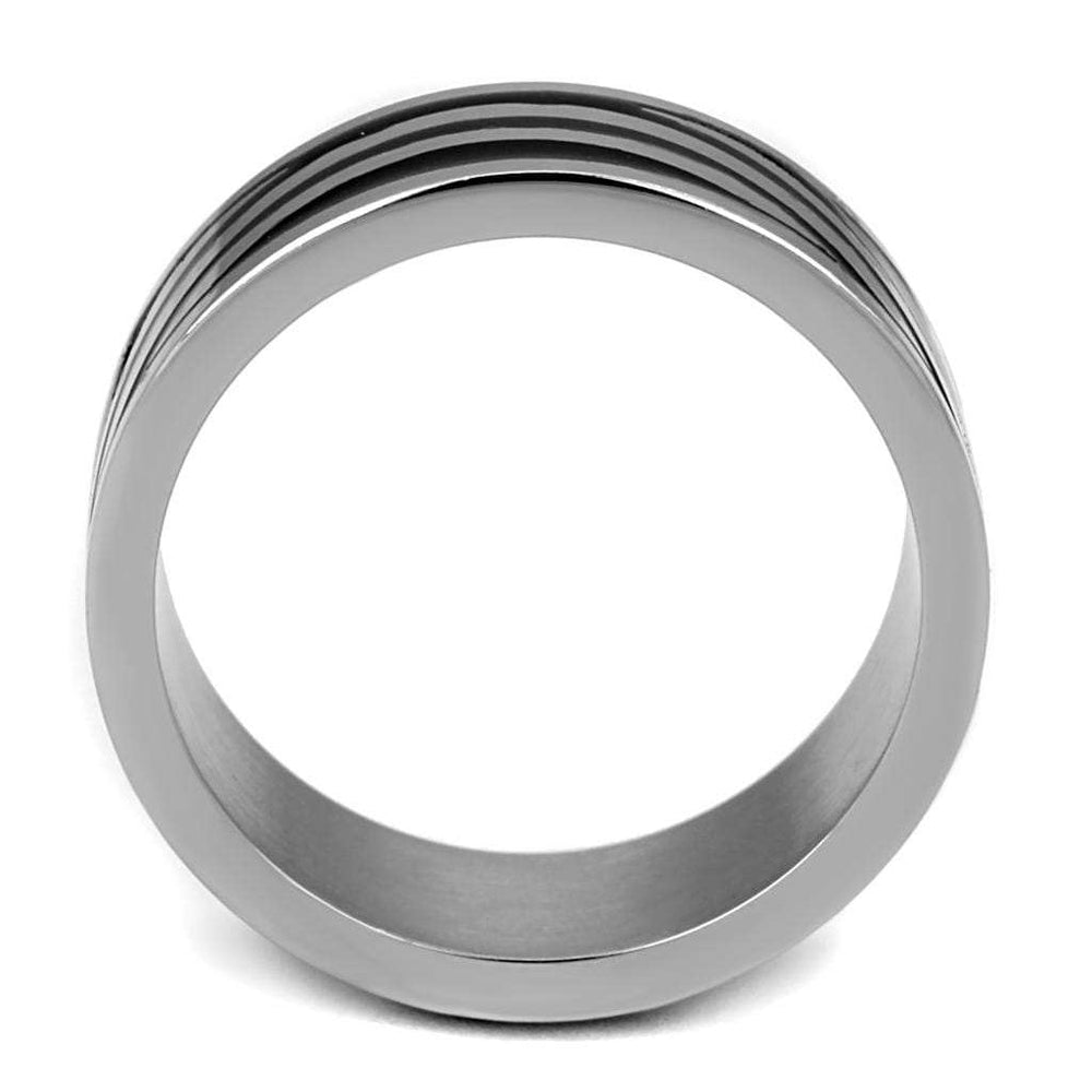 TK2411 - High polished (no plating) Stainless Steel Ring with Epoxy in Jet - Alamode - Flyclothing LLC