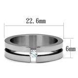TK2412 - High polished (no plating) Stainless Steel Ring with AAA Grade CZ in Clear - Alamode - Flyclothing LLC