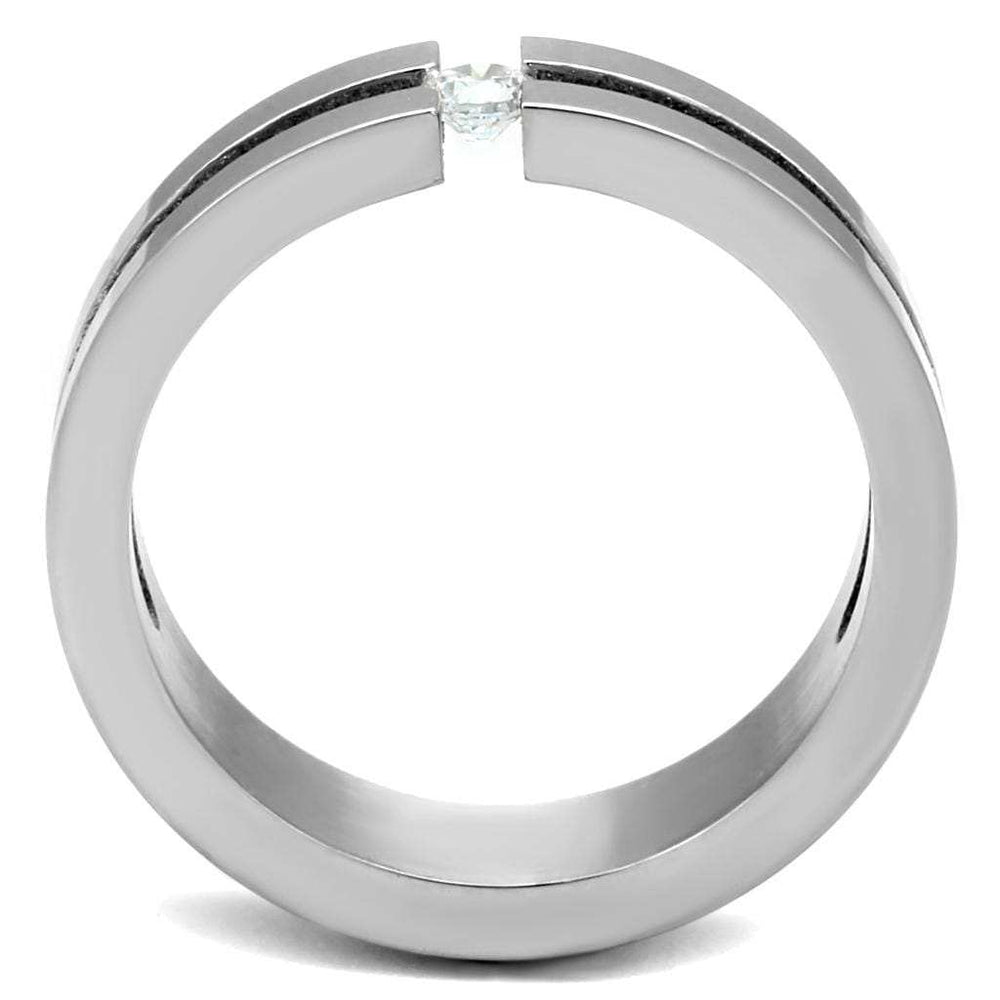 TK2412 - High polished (no plating) Stainless Steel Ring with AAA Grade CZ in Clear - Alamode - Flyclothing LLC